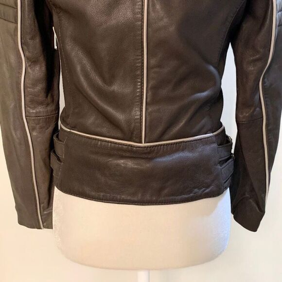 AllSaints Bixer Piped Biker Jacket Lamb Leather US 2 EU 34 UK 6 Women’s XS - Picture 8 of 10